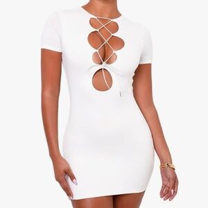 L.A. Seduction Cut Out Lace-Up Front Bodycon Dress | Size L